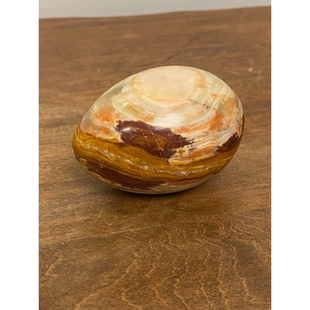 Natural Banded Onyx Marble Egg Polished Stone Paperweight Earth Tone Decor